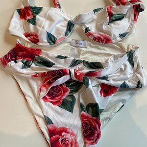 Onia x WWW white and red flower print bikini - M top, L bottom
